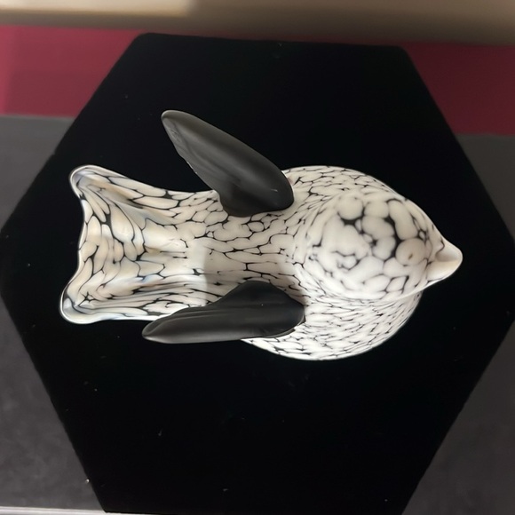 Archimede Seguso Style Black and White Splatter Art Glass Bird Paperweight - Picture 6 of 8
